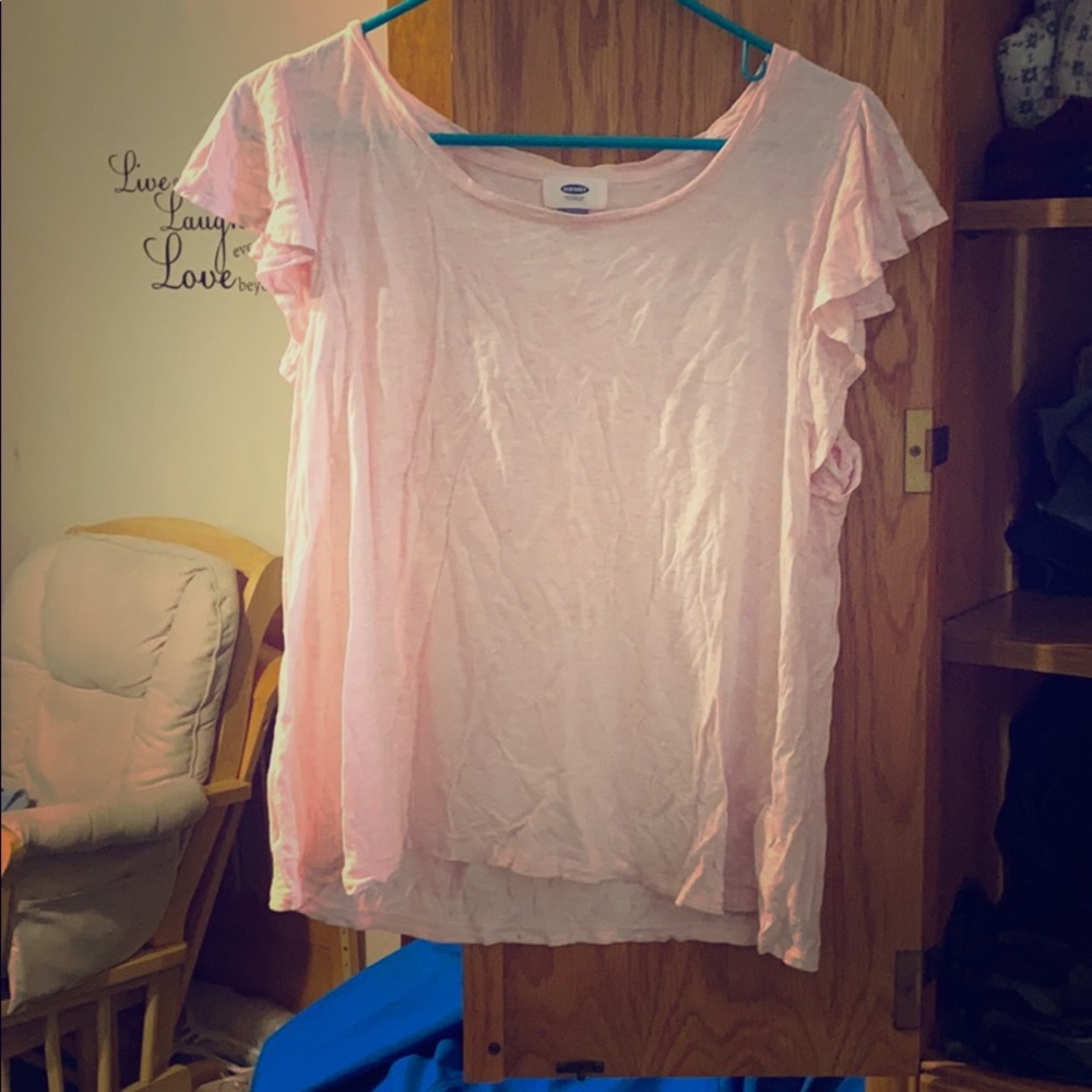 Pink top with ruffle sleeves